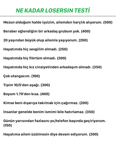 Bu hayatta ne kadar losersınız?