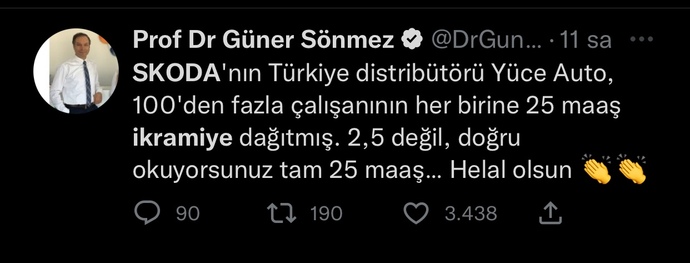 Skoda 25 maaş ikramiye vermiş. Şirketiniz sizin için ne yaptı?