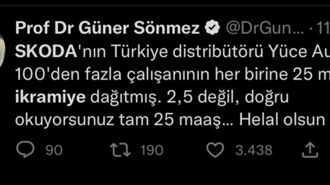 Skoda 25 maaş ikramiye vermiş. Şirketiniz sizin için ne yaptı?