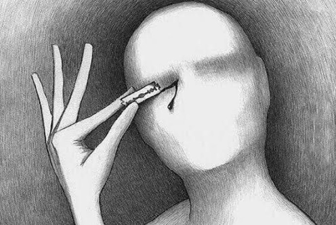 Alex Andreyev’in “İnsanın gözlerini açması , bazen çok acı verici olabilir.” adlı çalışması.
