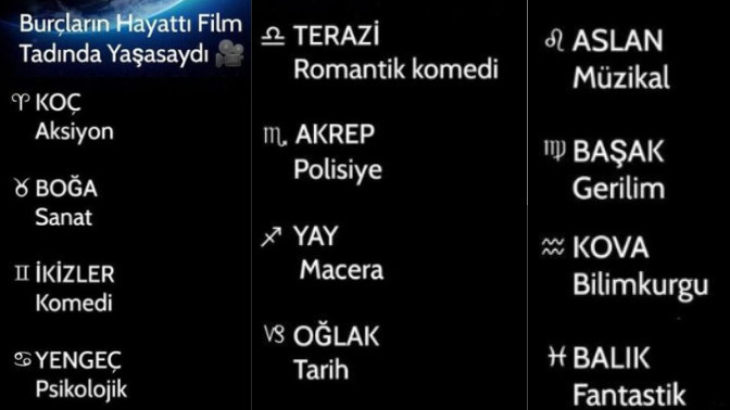 Burçların hayatı film tadında yaşasaydı ne olurdu?