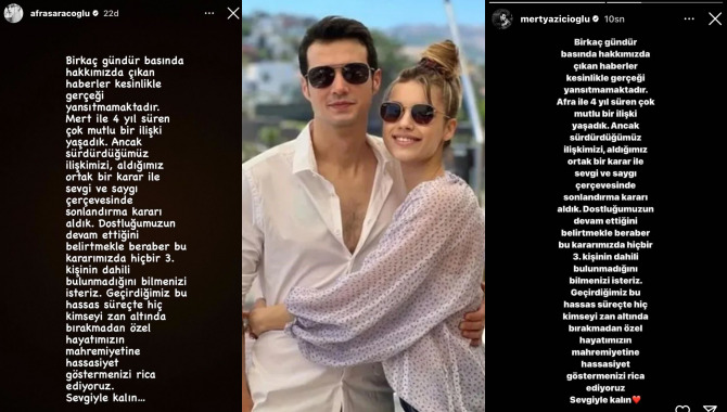 Afra Saraçoğlu ve Mert Yazıcıoğlu ayrıldı!