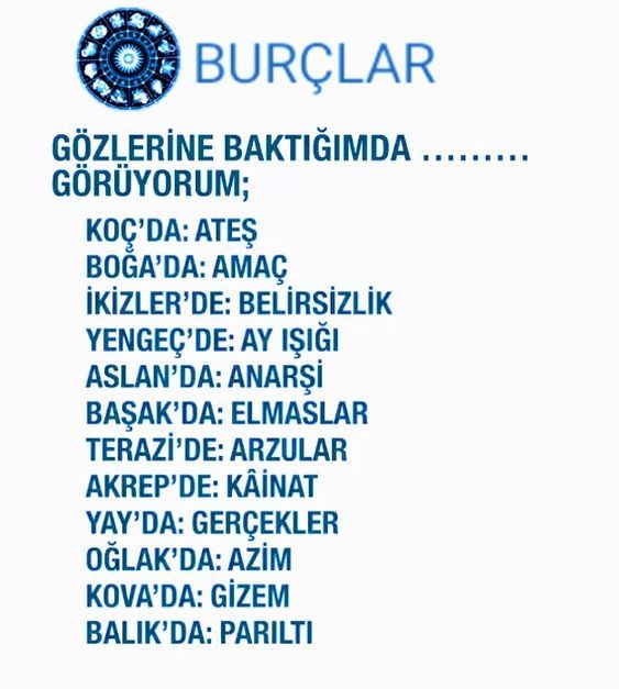 Burçların gözlerine baktığınızda ne görüyorsunuz?