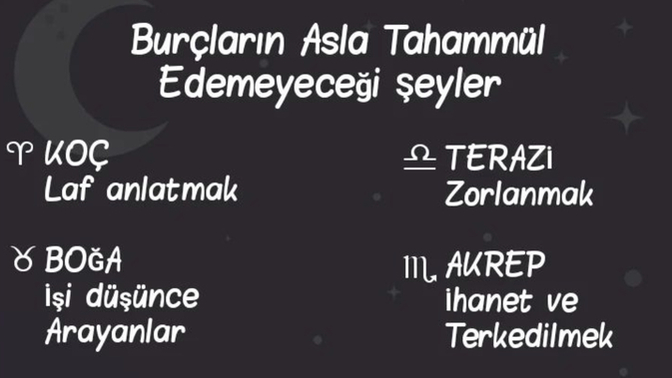 Burcuna göre asla tahammül edemediğin şey nedir?