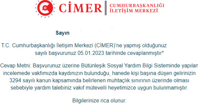 Cimer başvuruma yazıklarına bakın sizce doğru bir şey mi bu?