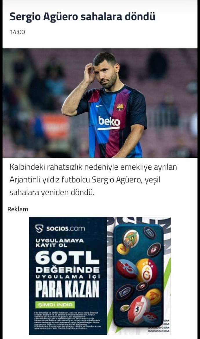 Sergio Agüero futbola geri dönüyor! Ne düşünüyorsunuz?