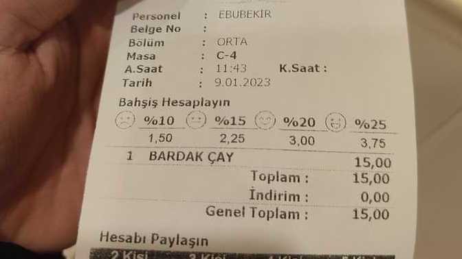 Bu ekonomide 15 TL bir çay için normal mi?