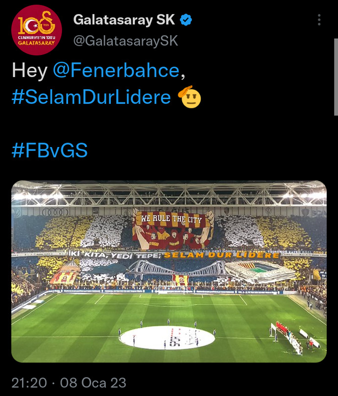 Galatasarayın 3 gol attığı maçtan sonra Fenerbahçeye göndermeleri 😂 hakkında ne düşünüyorsunuz?