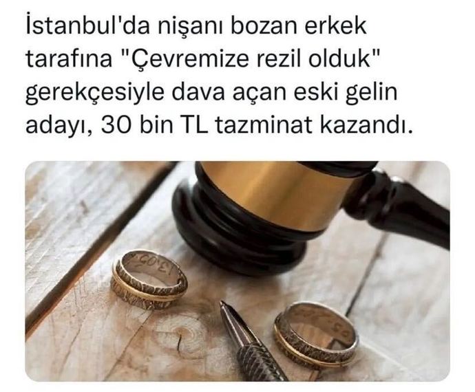 Nişanı bozan erkek tarafına dava açan eski gelin adayı 30 bin TL tazminat kazandı. Nişan birbirini tanıma evresi değil mi?