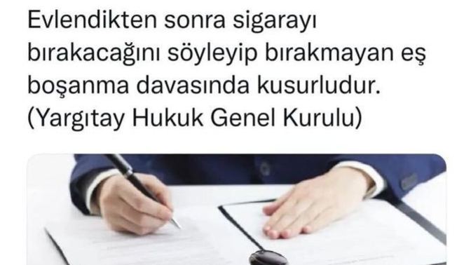 Evlendikten sonra sigarayı bırakacağını söyleyip bırakmayan eş boşanma davasında kusurlu sayılıyor. Senin ilişkindeki kusurun ne?
