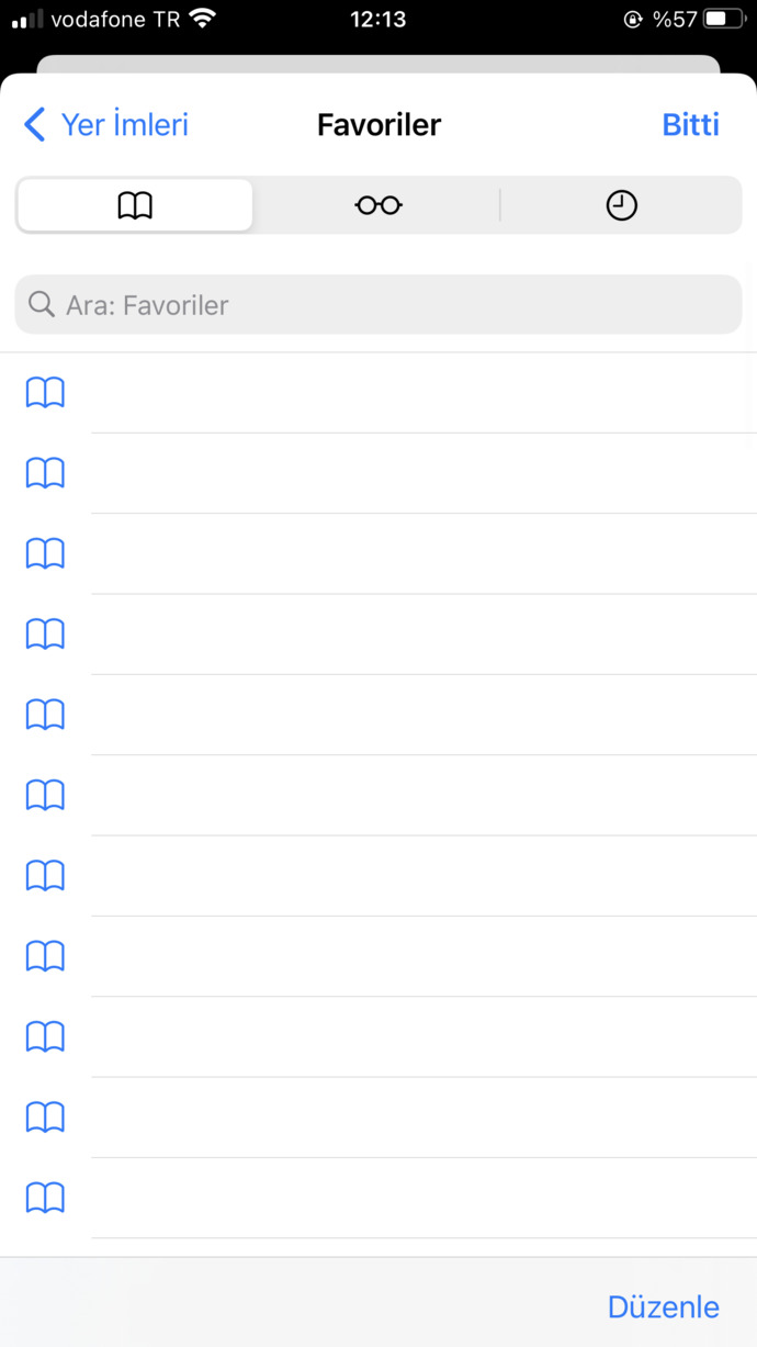 Telefonu telefoncuya verdiğimden beri Iphonede safari ana sayfasında eklediğim favoriler gözükmüyor nasıl halledebilirim?