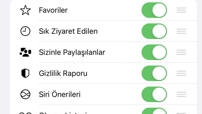Telefonu telefoncuya verdiğimden beri Iphone'de safari ana sayfasında eklediğim favoriler gözükmüyor nasıl halledebilirim?