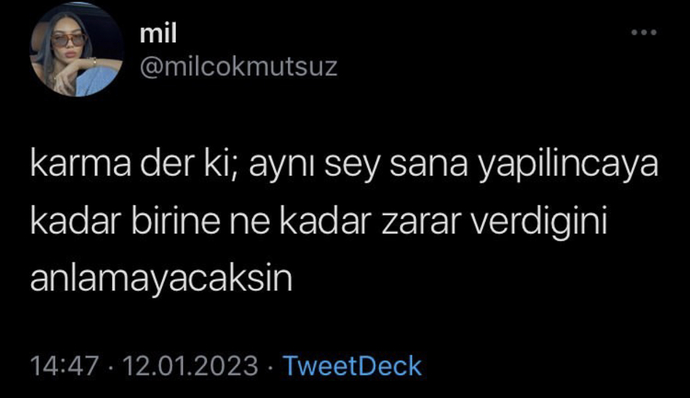 Anca biz yaşayalım zaten her şeyi 😒 karmaaa alooo bize de yaşatılıyor ama ohooo :/
