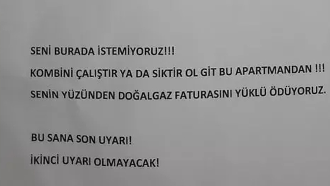 Doğal gazını yakmayan komşunun kapısına asılan uyarıda kim haklı sence?