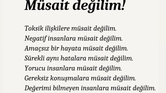 En son kime müsait değilim dediniz?