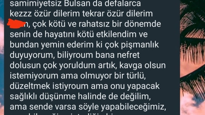 Bu özür dileme mesajı samimi mi sizce? ?