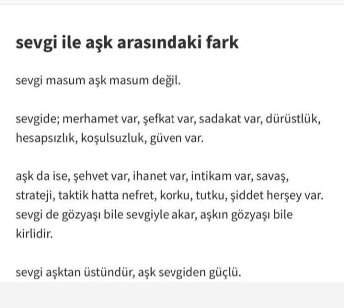 Sence sevgi ve aşkın arasında ki en büyük fark ne?