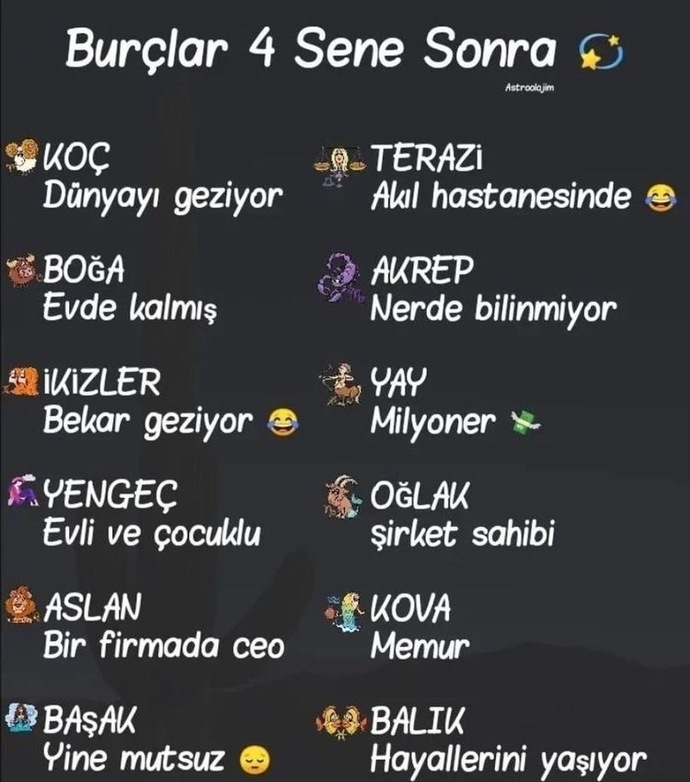 Burcunuza göre 4 yıl sonra ne yapıyorsun?