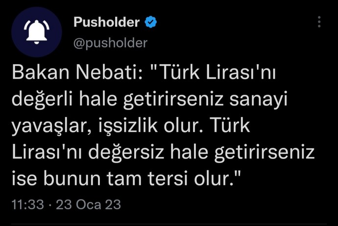 Bakan Nebati, Türk Lirasını değerli hale getirirseniz sanayi yavaşlar, işsizlik olur demiş. Ne düşünüyorsunuz?
