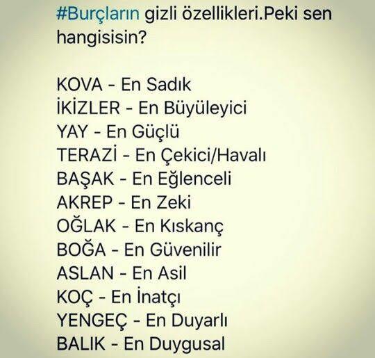 Burcuna göre hangi özelliktesin?