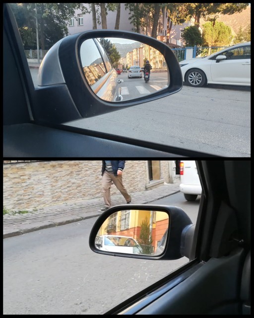 Dikiz aynasından arabanın hangi marka ve model olduğunu anlar mısınız?