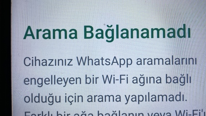 Whatsapp aralamarını engelleyen Wi-Fi ağına bağlı olması sorunu?