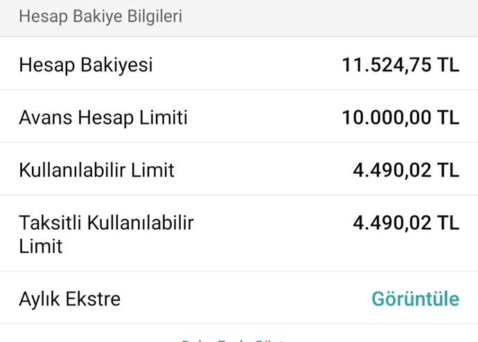 Avans hesaba borcum var mı?