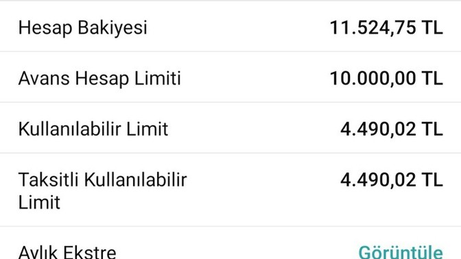 Avans hesaba borcum var mı?