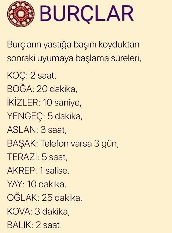 Burcuna göre yastığa başını koyduktan sonra uyumaya ne zaman başlarsın?