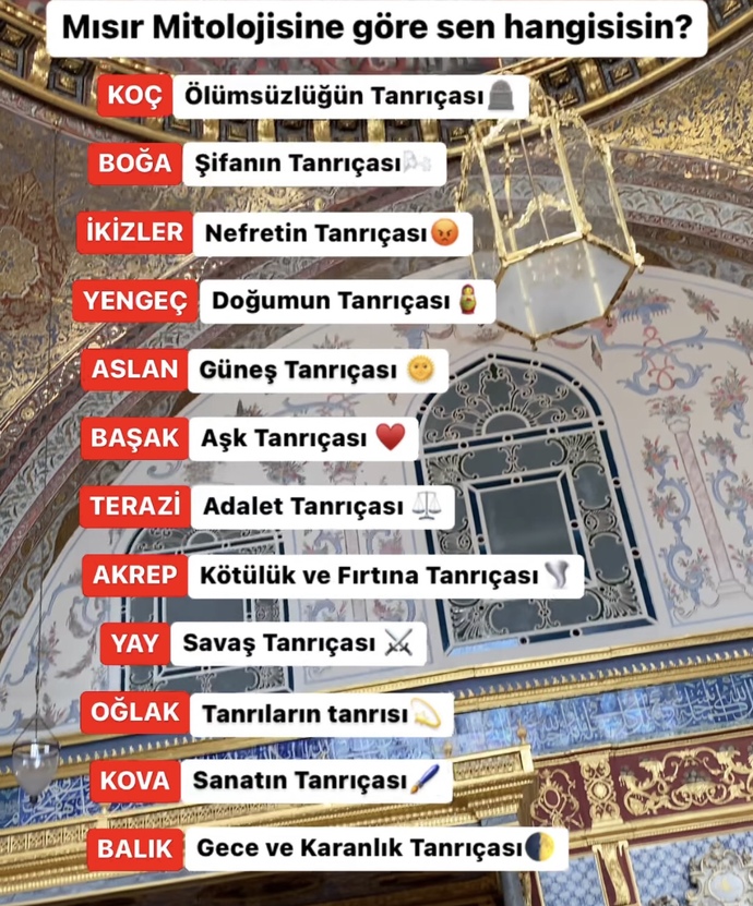 Mısır mitolojisine göre hangisi sensin?