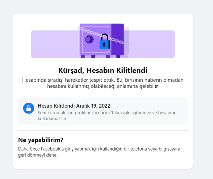 Facebook hesabımı kitledi yardım edin?