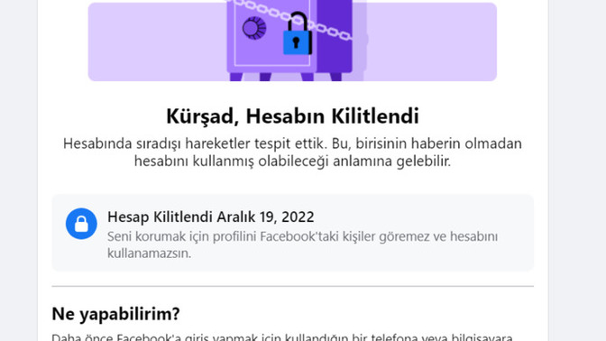 Facebook hesabımı kitledi yardım edin?