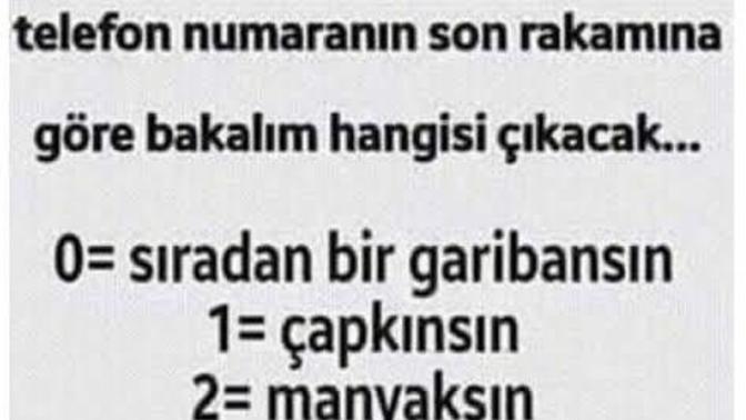 Telefon numaranın son rakamına göre nesin?