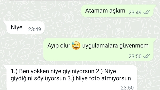 Kocam 3 günlük iş gezisine gitti fotoğraf isriyor atmak istemedim haksız mıyım?