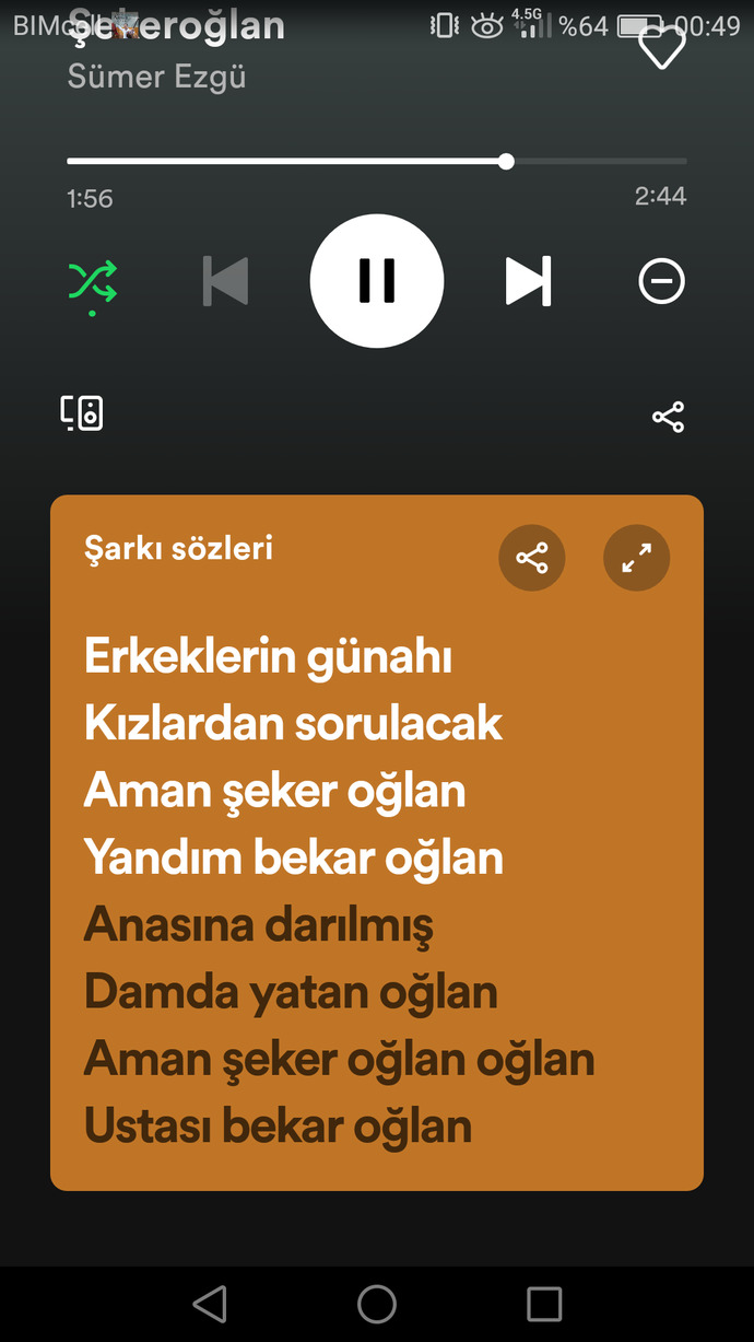 Son dinlediğiniz şarkının nakaratı neydi?