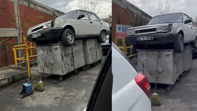Esnafın dükkanın önünü kapatan aracı çöp konteynırına koydular. Bu olayda hangi taraf haklı sizce?