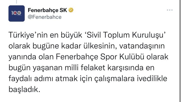 Fenerbahçenin attığı tweet eleştiri yağmurunda! Yardım ediyoruz demek için gerek var mıydı?