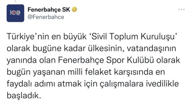 Fenerbahçe'nin attığı tweet eleştiri yağmurunda! 'Yardım ediyoruz' demek için gerek var mıydı?