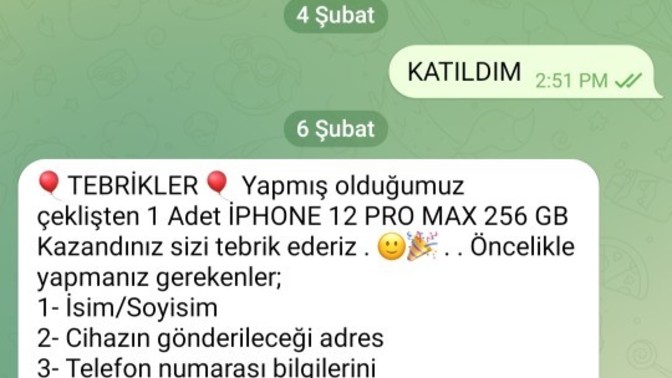 Telegram çekiliste iphone cikti guvenmeli miyim?