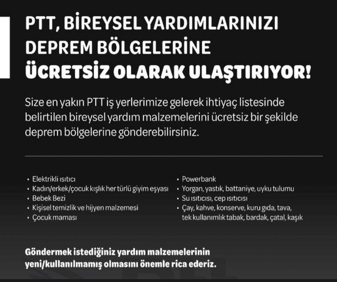 PTT’nin deprem bölgelerine gönderilen yardımları alma prosedürü nedir? Bilen var mı?
