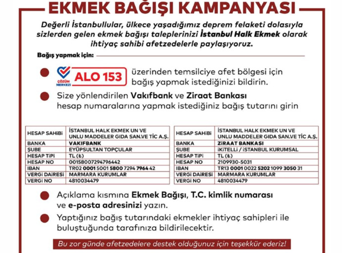 İBB Halk Ekmek Bağış Kampanyasına bağışta bulundunuz mu?