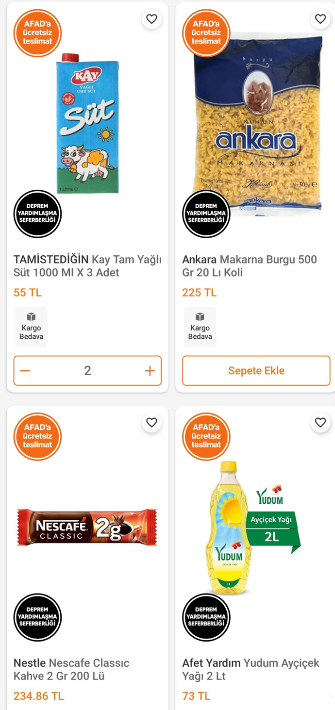 AFADa gönderilmek üzere satış yapan belli başlı alışveriş sitelerinde fiyatları nasıl buldunuz?