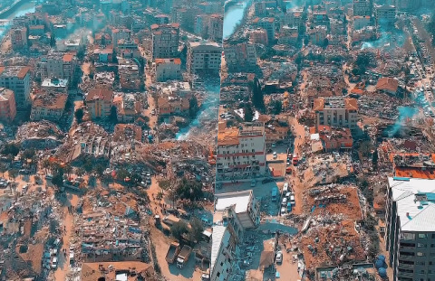 Bir fotoğrafçı Hatayı yukarıdan videoya aldı. Binalar sağlam olsaydı bu görüntüyü görür müydük?