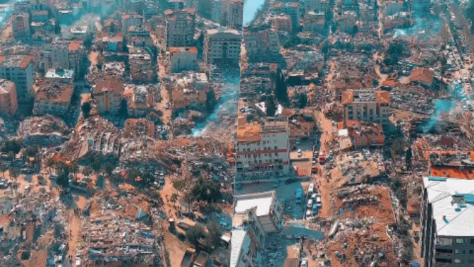 Bir fotoğrafçı Hatay'ı yukarıdan videoya aldı. Binalar sağlam olsaydı bu görüntüyü görür müydük?