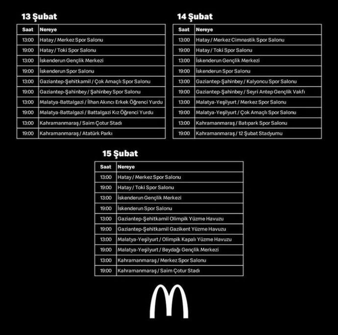 McDonalds, depremzedeler için 7 gün boyunca ücretsiz yemek dağıtacak! Elden ele tarih ve konum bilgilerini yayalım mı?