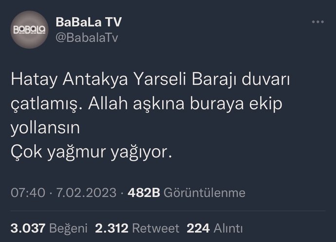 Yalan haber yapıp halkı paniğe sevk eden Babala TV imiş. Şaşırdık mı?