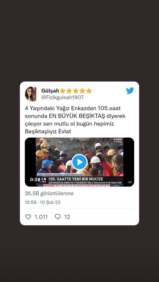 Enkazda bir çocuk en büyük Beşiktaş dedi diye herkes bir günlüğüne Beşiktaşlı olur mu?