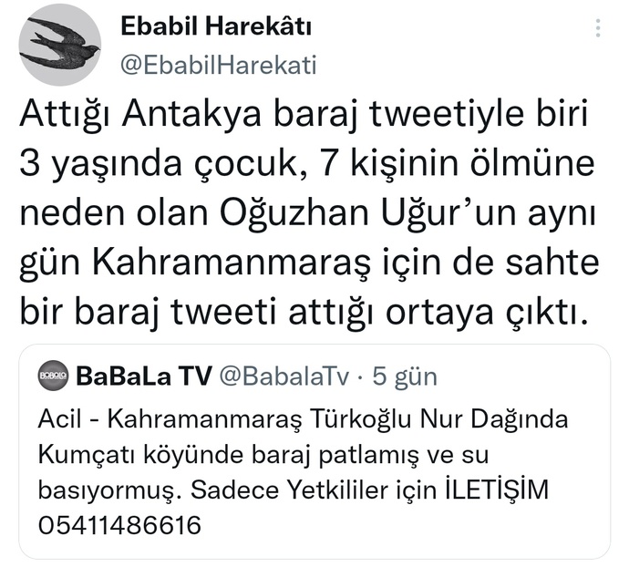 Oğuzhan Uğurun sahte teyitli paylaşımları nedeniyle 7 kişinin ölmesini nasıl değerlendiriyorsunuz?