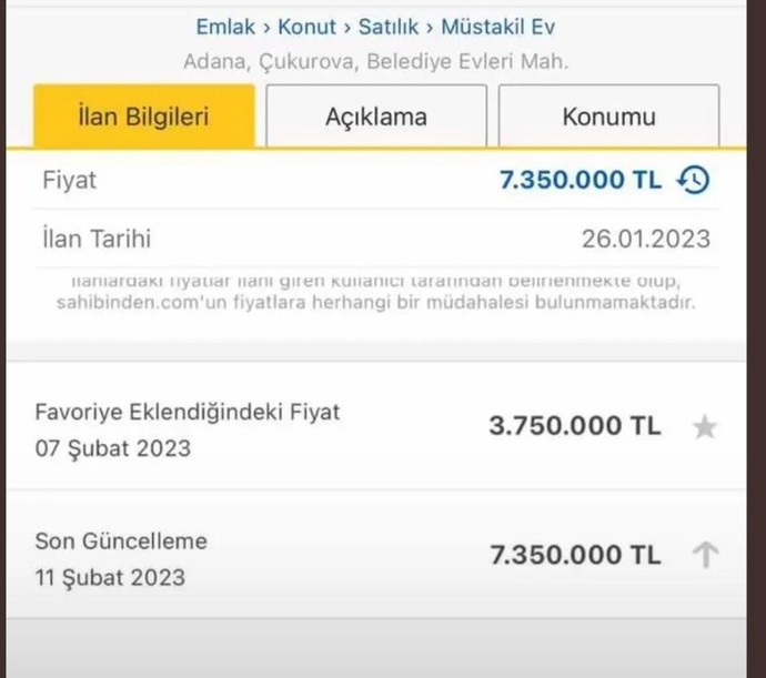 Deprem sonrası Adanada bir konutun fiyatı 3 milyondan 7 milyona yükseldi! Bunların ceza alması gerekmiyor mu?