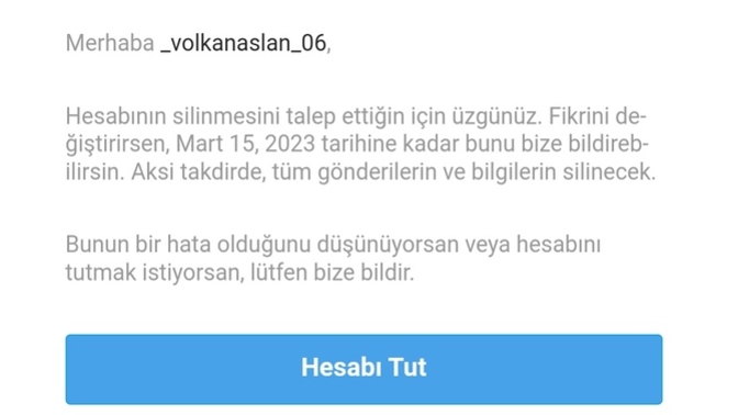 Sosyal medya Instagram hesabımı sildim yaptığım doğru mu?
